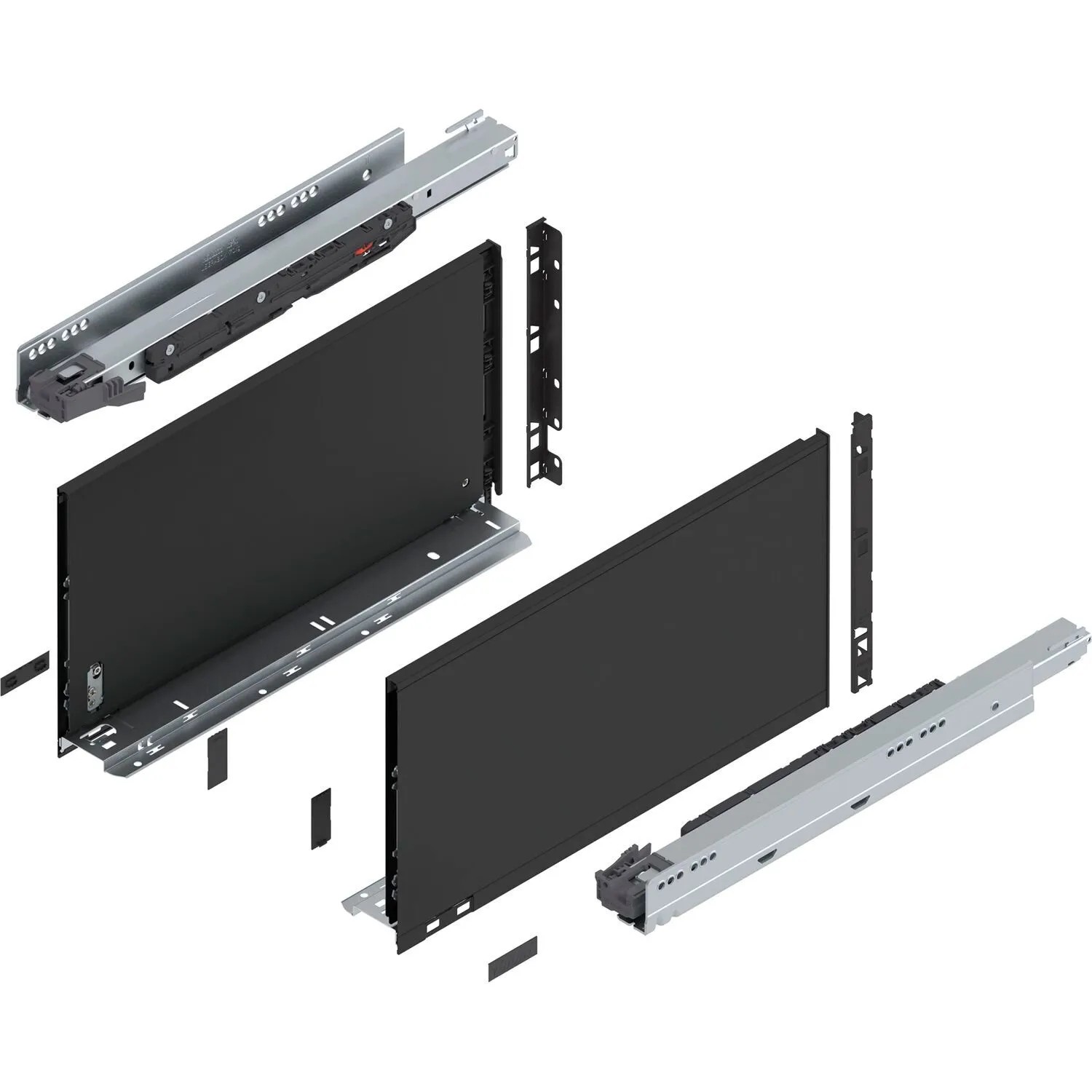 Blum Legrabox Pure Set Höhe F Tip-On Vollauszug 450 mm 70 kg Carbonschwarz 1 Paar