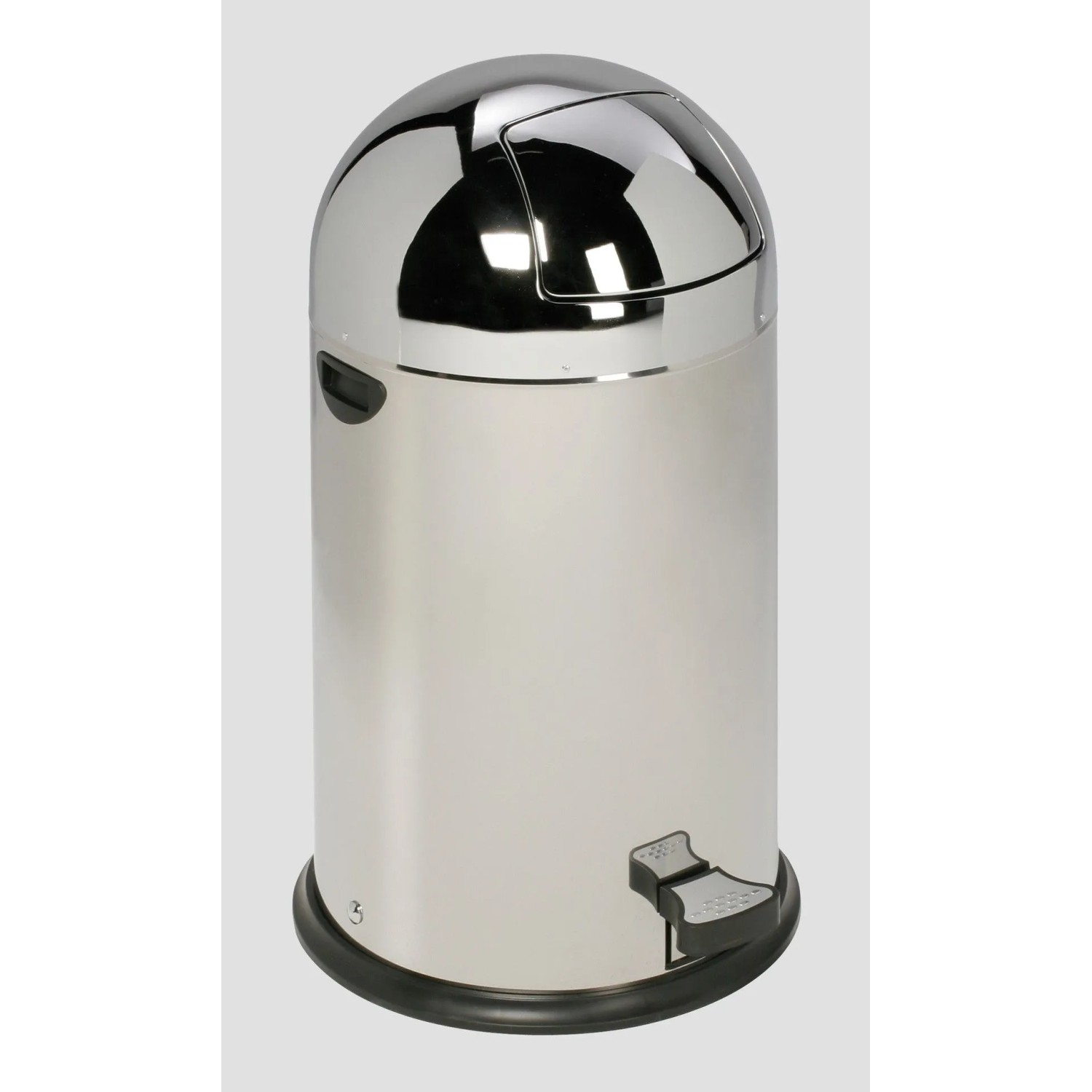 PROREGAL Klassischer Abfallsammler Mit Einwurfklappe Inneneinsatz Fußpedal 40 Liter HxBxT 73 x 46,5 x 46,5 cm Edelstahl Silber