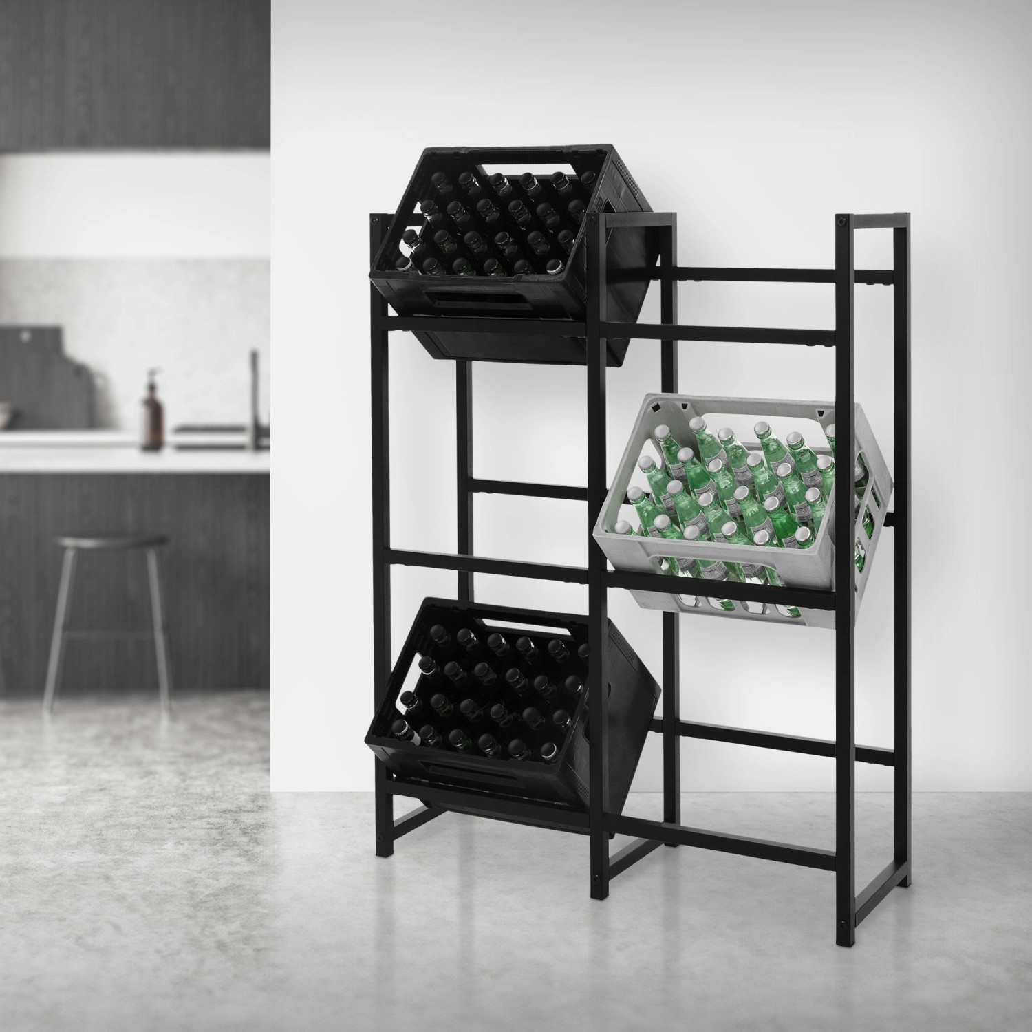 ML-Design Getränkekistenregal aus Stahl für 6 Kisten, freistehend. Weinregal mit Getränkekisten.