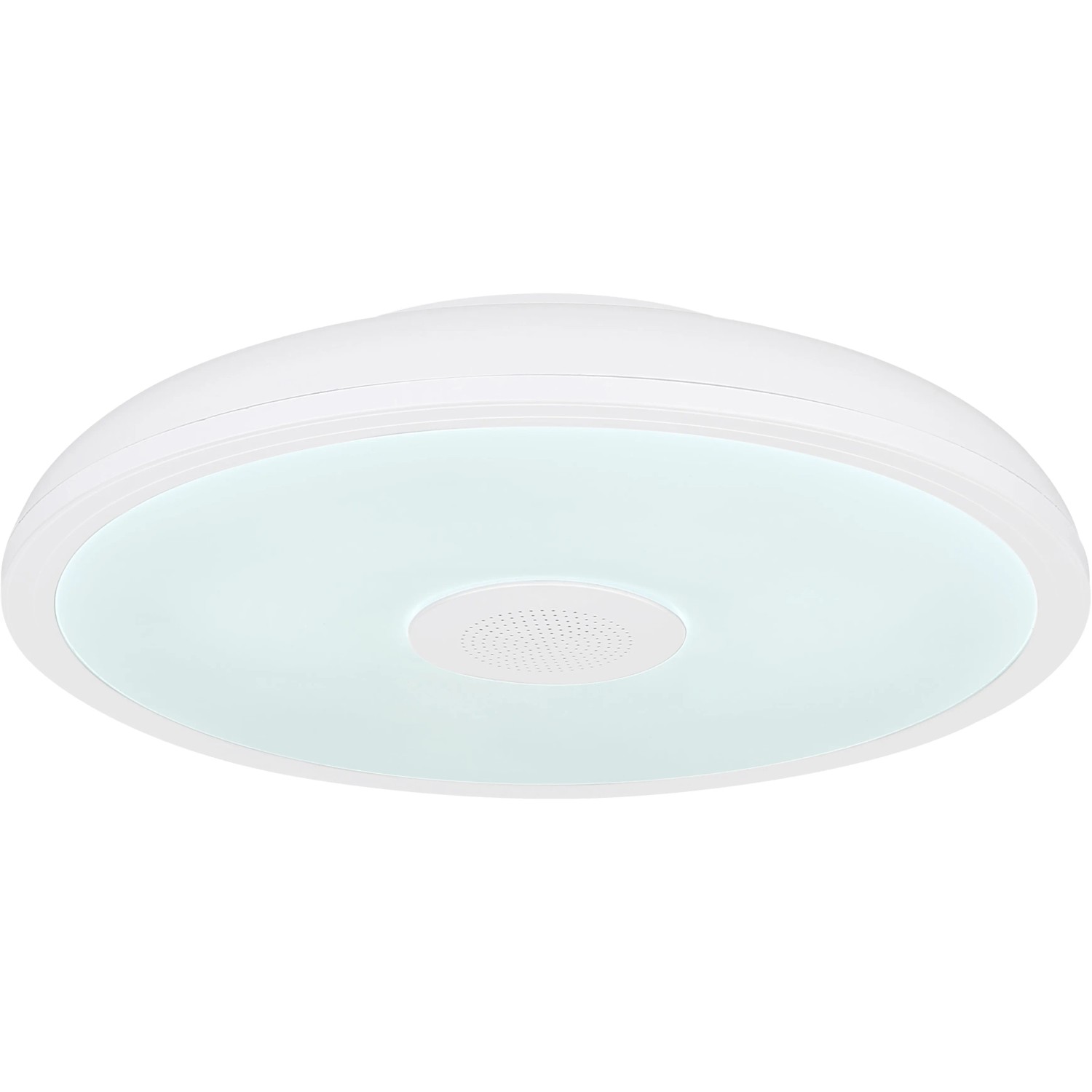 Weiße Globo LED-Deckenleuchte Raffy, Ø 28 cm, mit integriertem Lautsprecher.