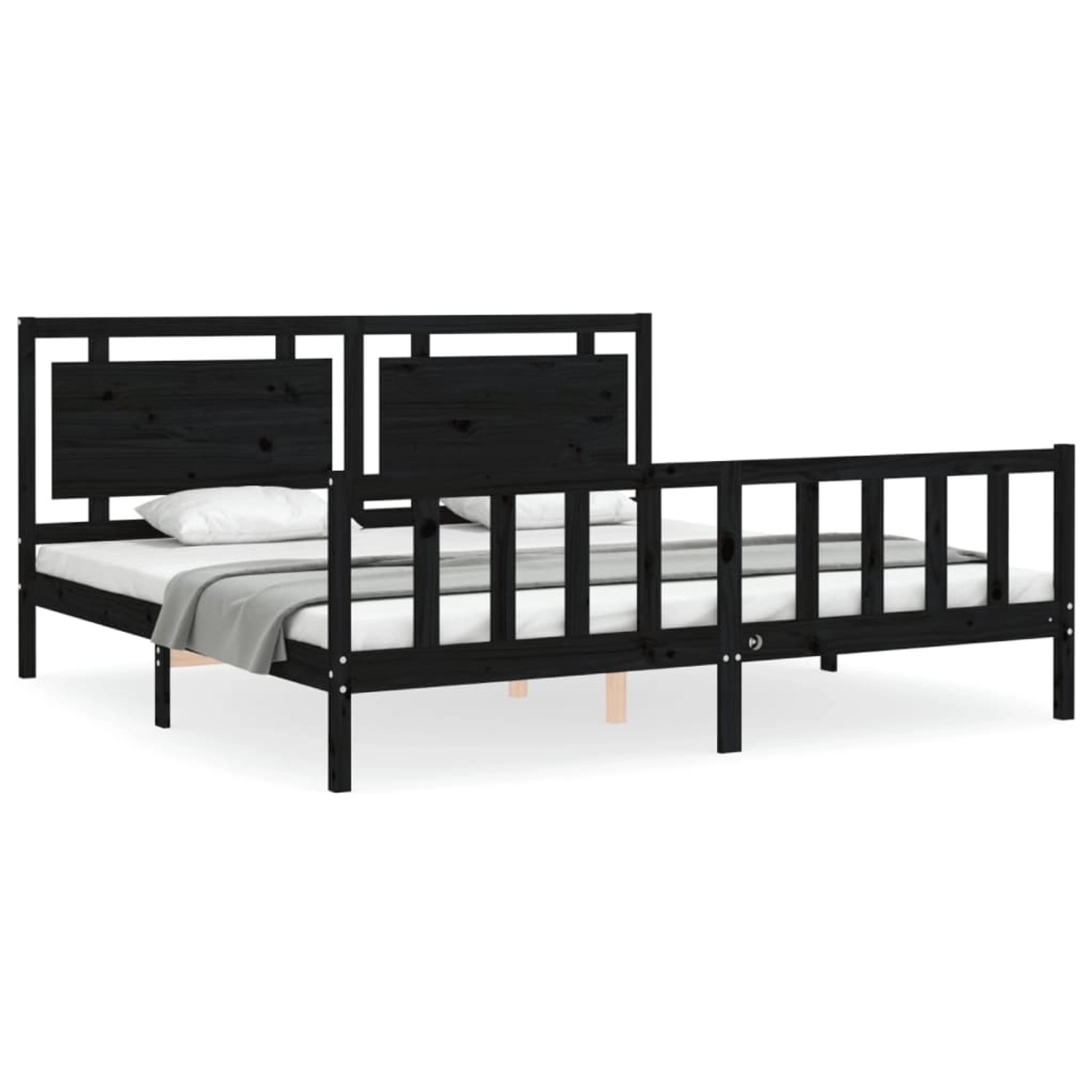 vidaXL Massivholzbett mit Kopfteil Schwarz 200x200 cm 3192190 günstig online kaufen