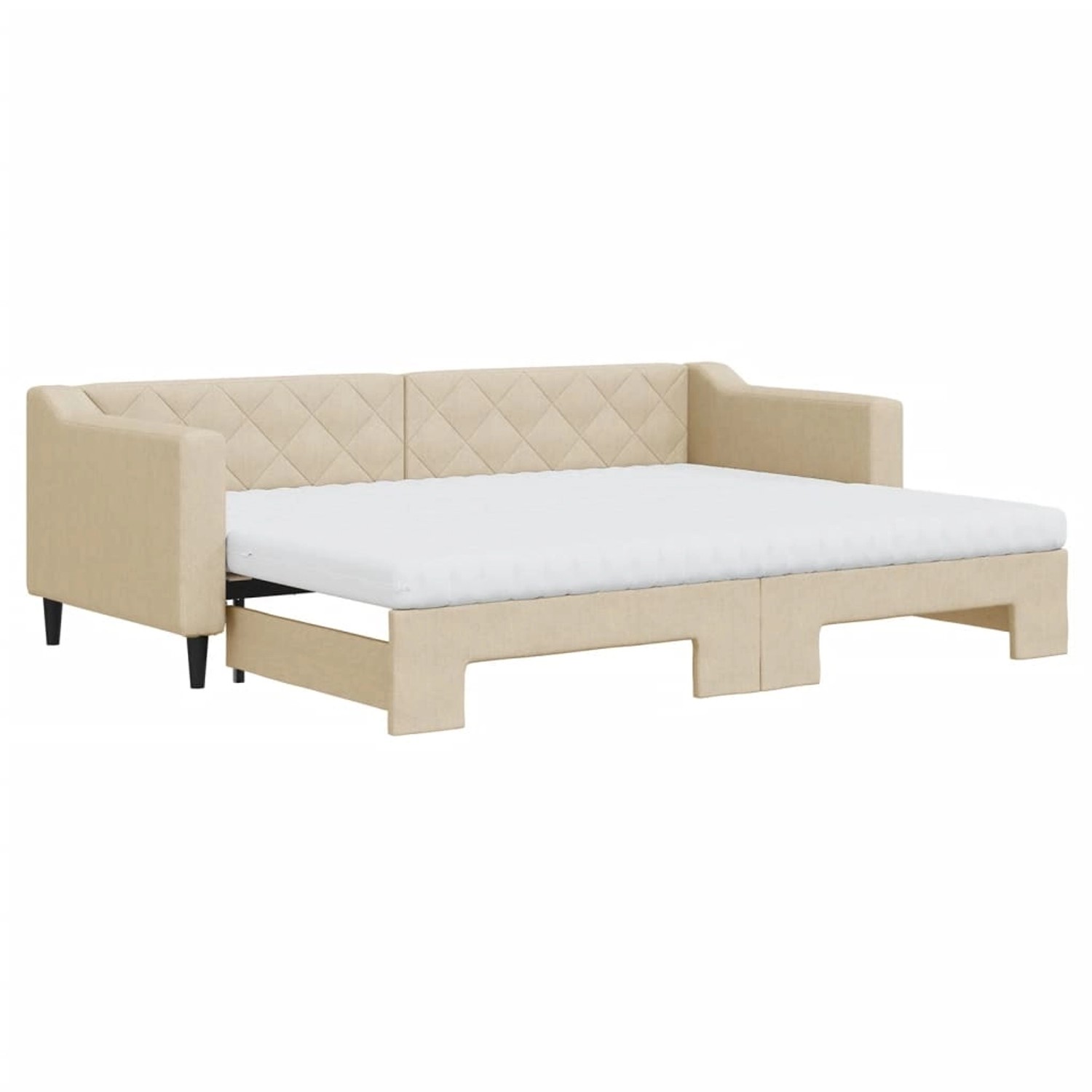 vidaXL Tagesbett Ausziehbar mit Matratzen Creme 80x200 cm Stoff1846490