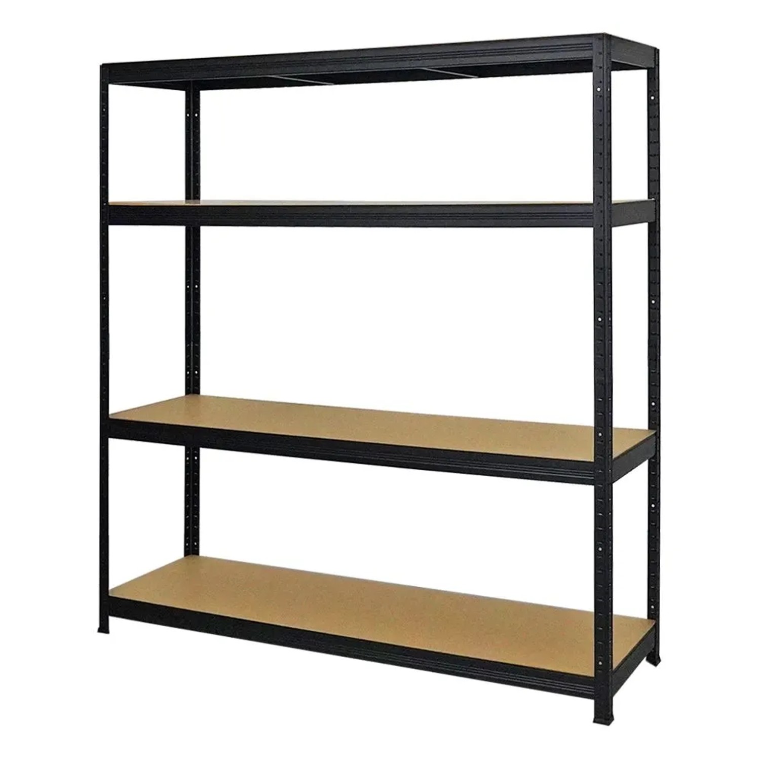 Schwarzes PROREGAL Schwerlastregal Giant Elephant mit 4 MDF-Holz Fachböden. Ideal für Werkstatt & Garage.