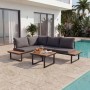 HOMAVO Gartenlounge-Set für 4 Personen mit Couchtisch und wasserfesten Abdeckungen.