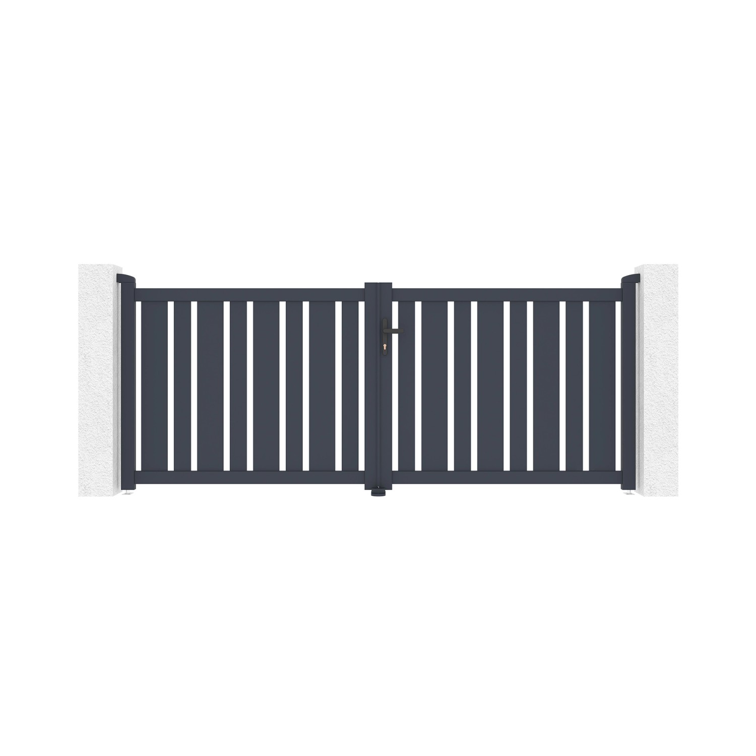 Casanoov Flügeltor 3M Veymont H 120Cm Graues Aluminium & 2 Pfosten 20X20Cm günstig online kaufen