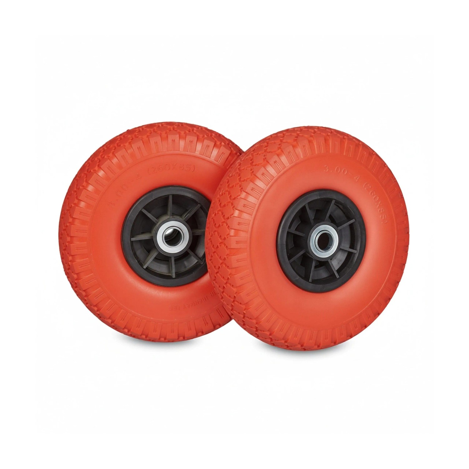 Relaxdays Sackkarrenrad 2er Set PU Vollgummi Schwarz Pannensicher ø 26 cm x 8,5 cm 1,6 kg