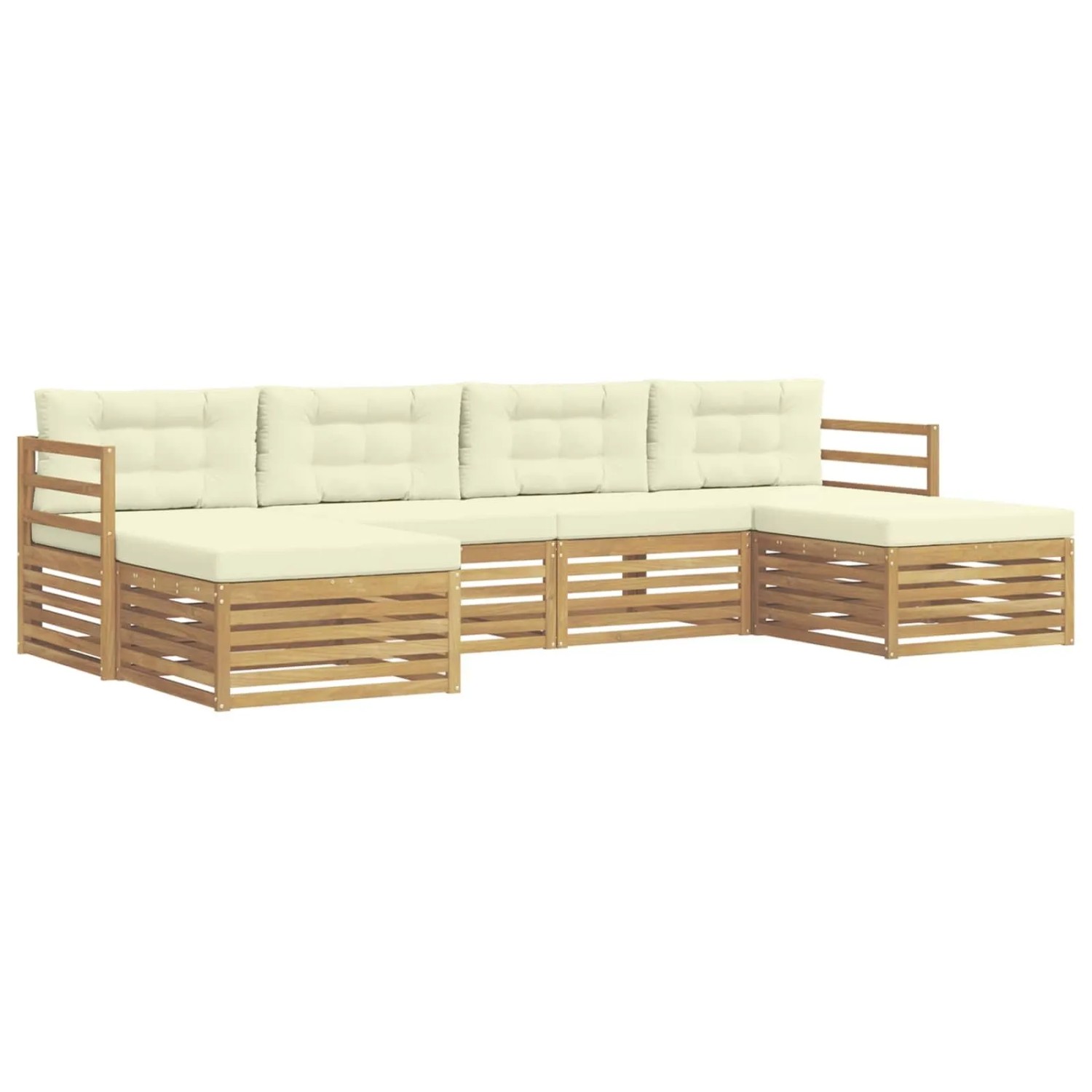 vidaXL Outdoor-Sofagarnitur 6 Stk Weiß und Creme 325 x 162,5 x 73 cm 3390905