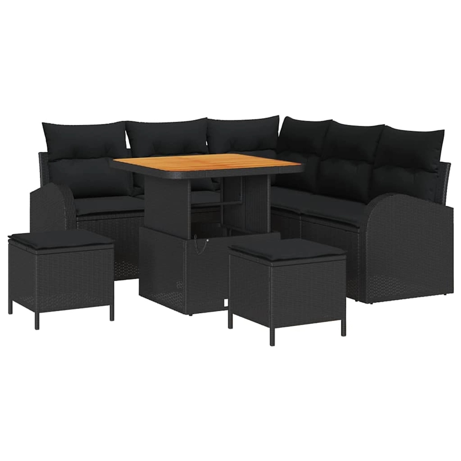 vidaXL Garten-Sofa-Set mit Kissen 8-Tlg Schwarz Poly Rattan 3362389 günstig online kaufen