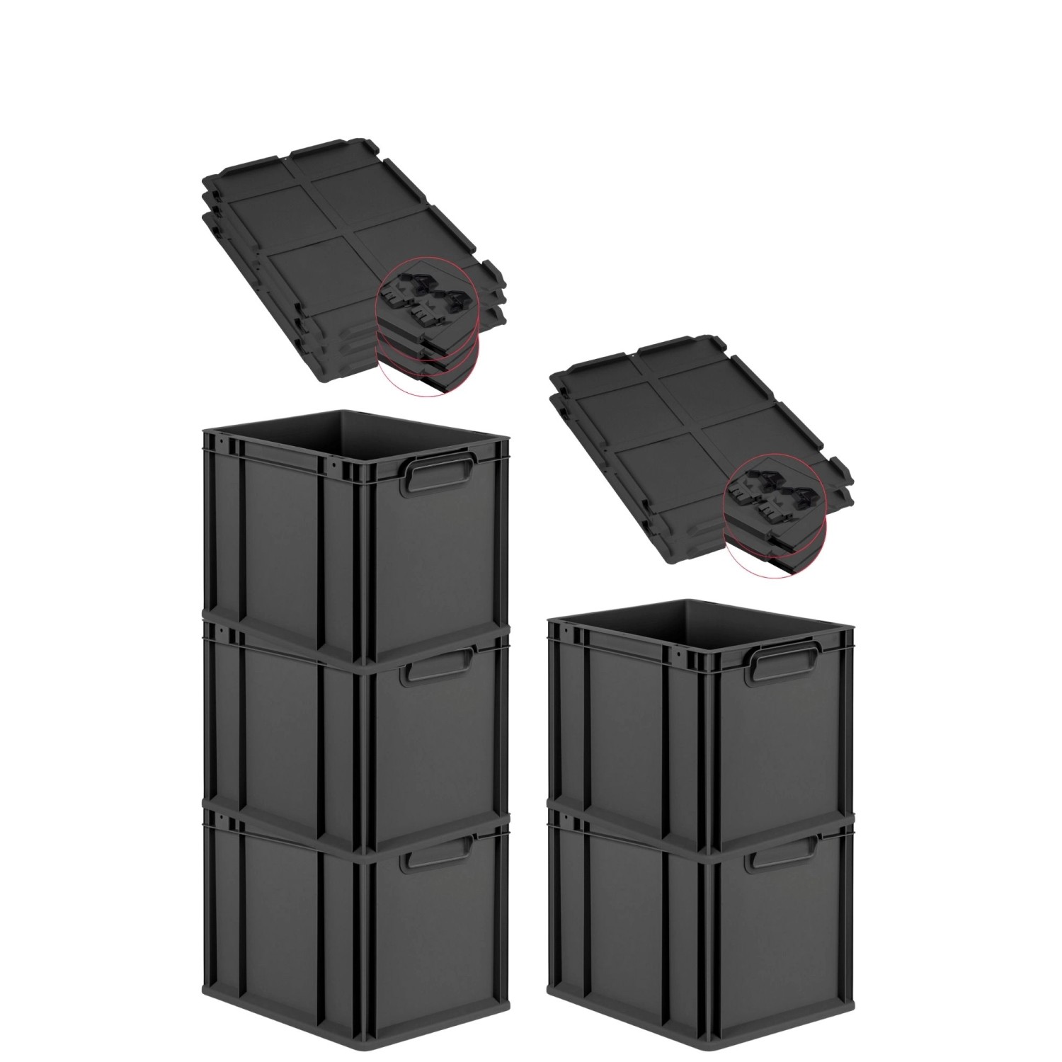 PROREGAL SuperSparSet 5x Eurobox Nextgen Grip Mit Scharnierdeckel Und Schwa günstig online kaufen
