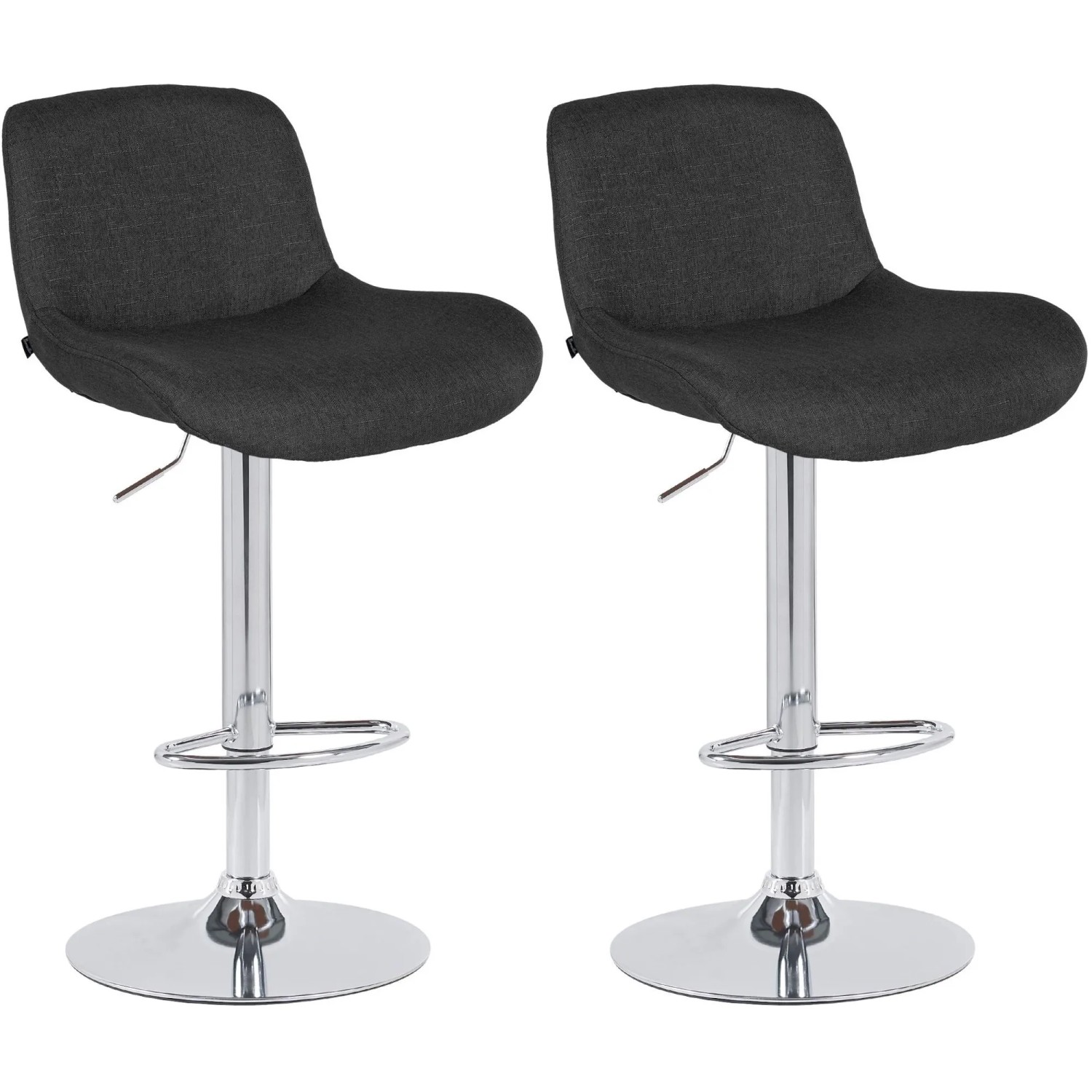 DELUKE 2er Set Barhocker PONOR Stoff Schwarz 50x50x85cm Silber Barstuhl Höhenverstellbar Mit Lehne Drehbar Tresenhocker Tresenstuhl
