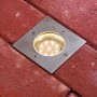 Eckige Paulmann Plug & Shine Bodeneinbauleuchte aus Edelstahl mit warmweißem Licht.