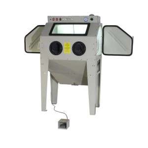 DeTec. Sandstrahlkabine 350l mit Fußpedal, 2 Türen und Beleuchtung.