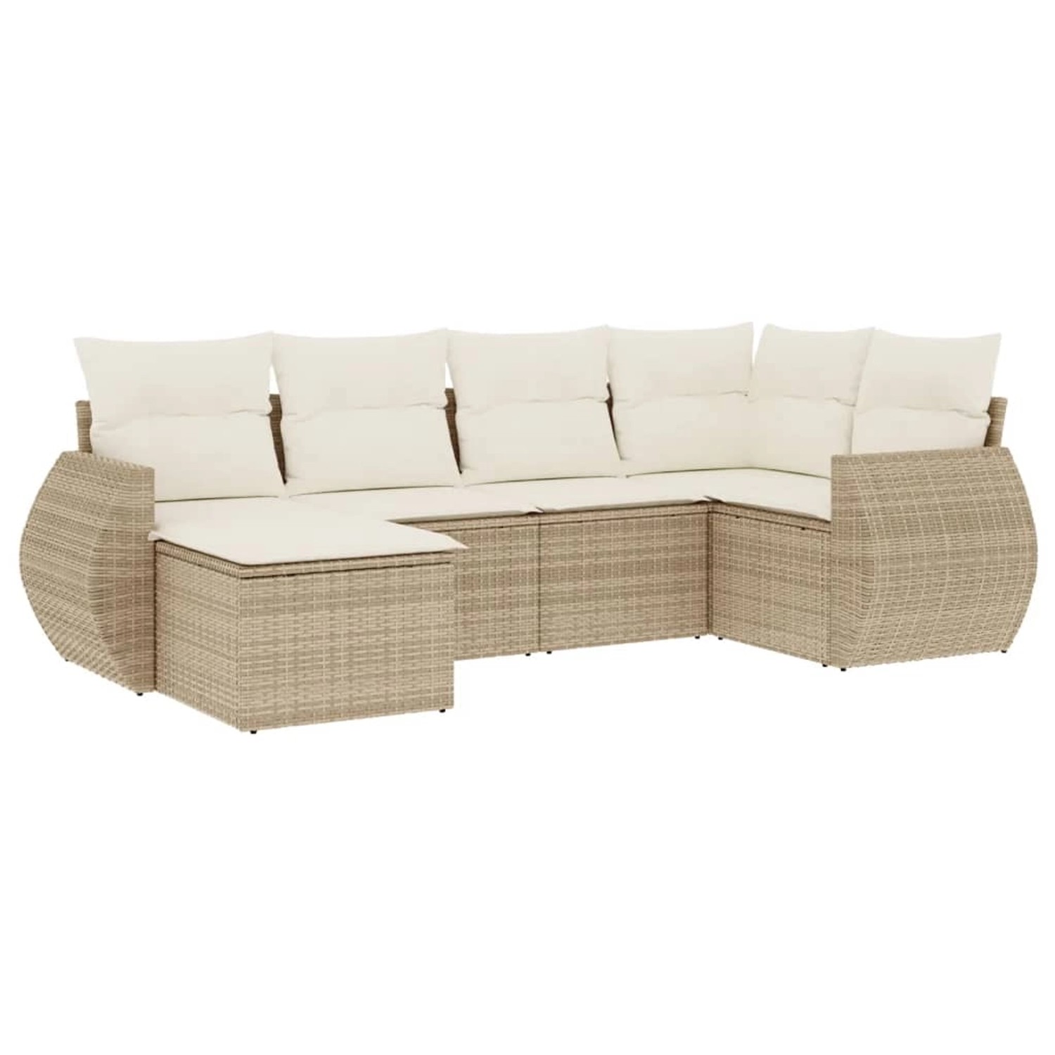 vidaXL 6-Tlg Garten-Sofagarnitur mit Kissen Beige Poly Rattan 3253995 günstig online kaufen
