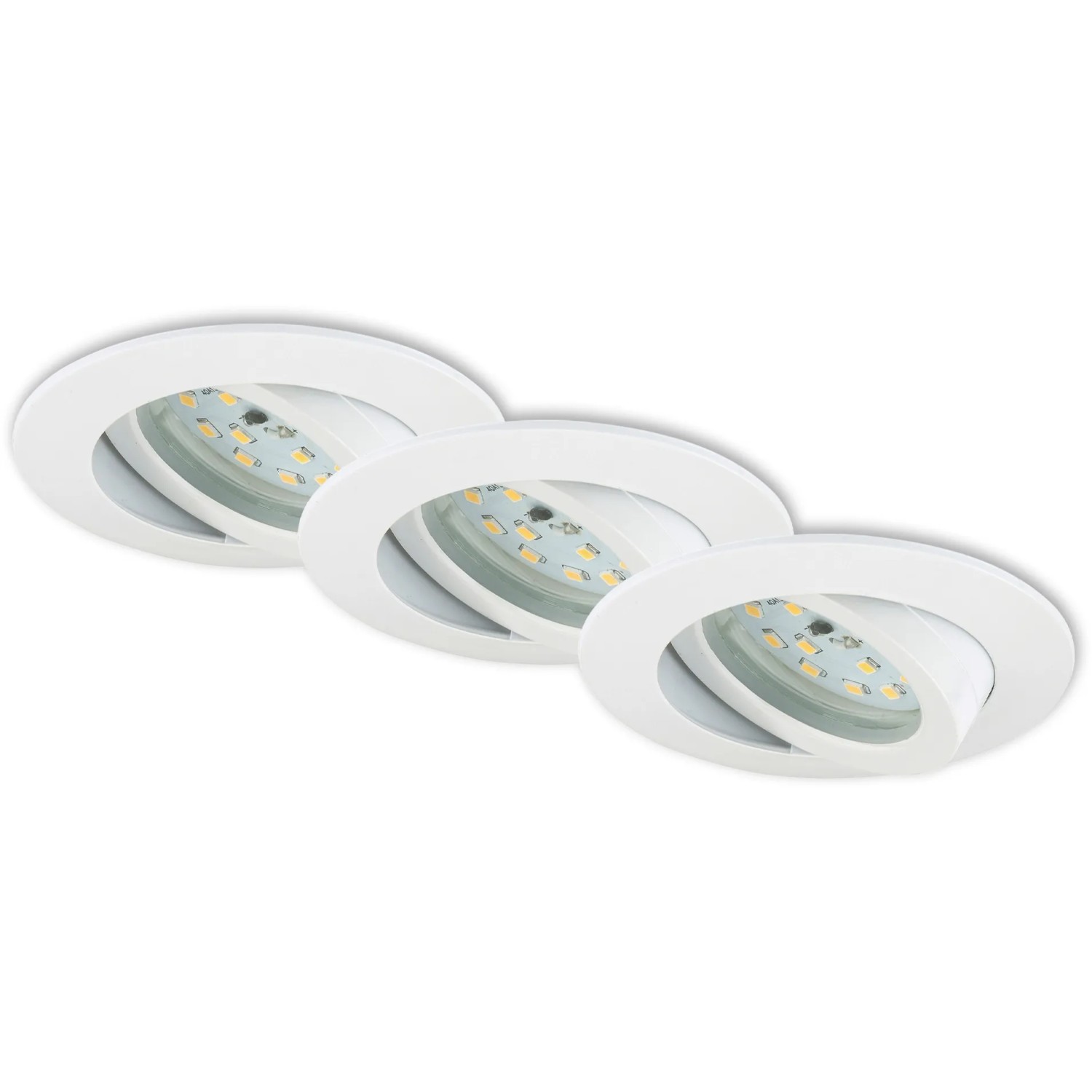 3er-Set: Dimmbare, weiße Briloner LED-Einbaustrahler Attach, Ø 8,2 cm für den Innenbereich.