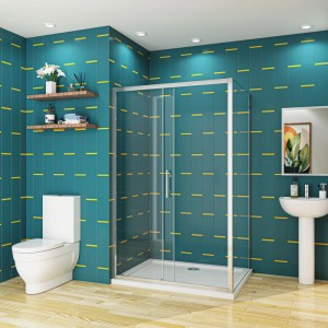Duschparadies 120 x 90 x 190cm Duschkabine Schiebetür Mit Seitenwand 5mm ESG Sicherheitsklarglas Dusche Verchromt