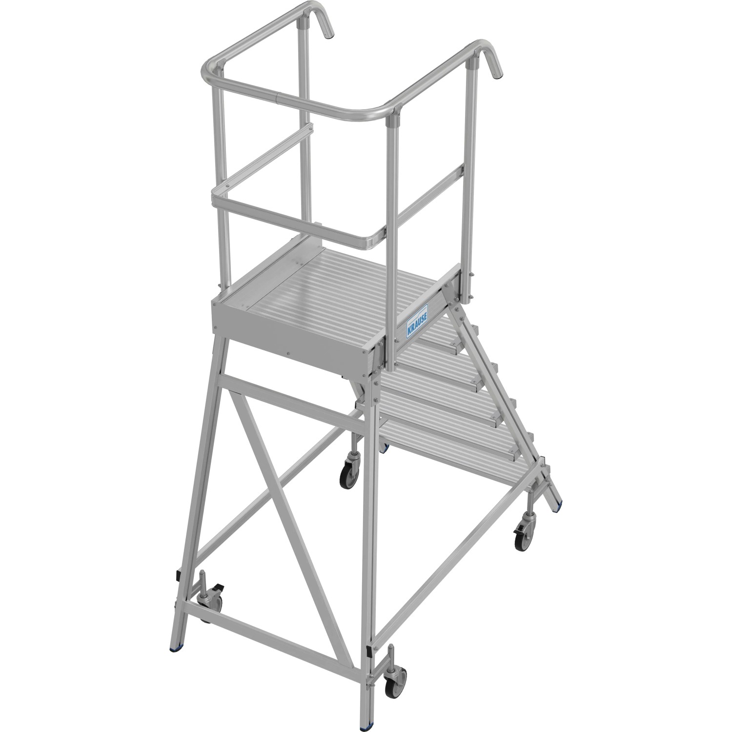 Krause Podestleiter Stabilo, fahrbare Leiter mit 6 Stufen und Plattform, ideal für flexible Einsätze.