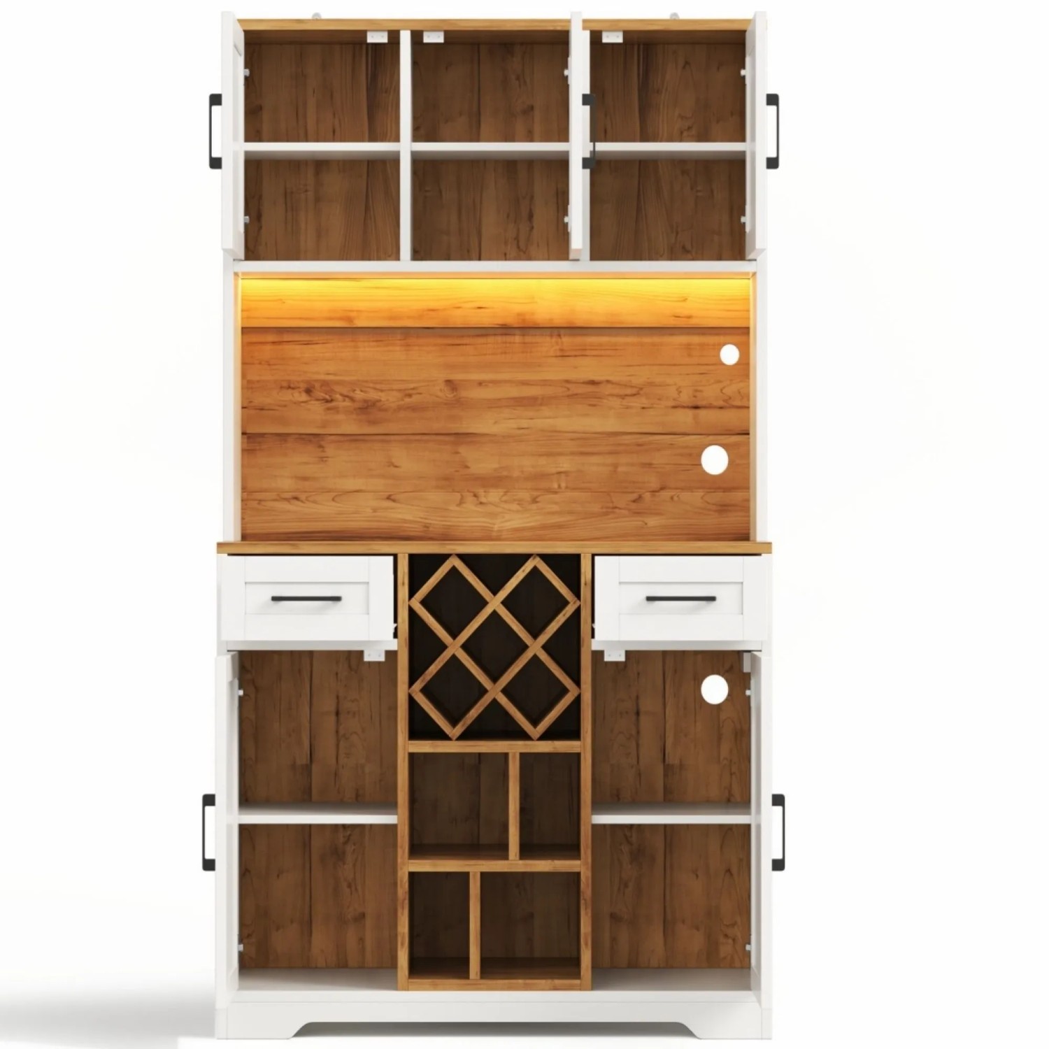 Merax Küchenschrank 180x105x40 cm LED Weinregale Weinschrank Vitrine