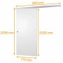 Weiße inova Holzschiebetür 775x2035 mm, Komplettset mit Laufschiene und Griffmuschel. Maße 775x2035 mm.