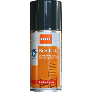 OBI Buntlack Spray, RAL 7016 Anthrazit, hochglänzend, 150ml Dose.