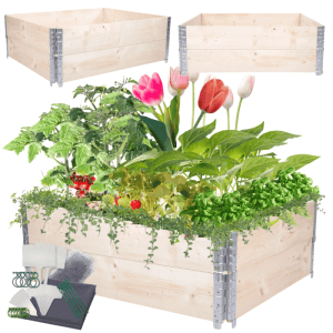 PROREGAL Hochbeetkisten GrowBox HxBxT 40x120x100cm 2 Ebenen Holz Natur