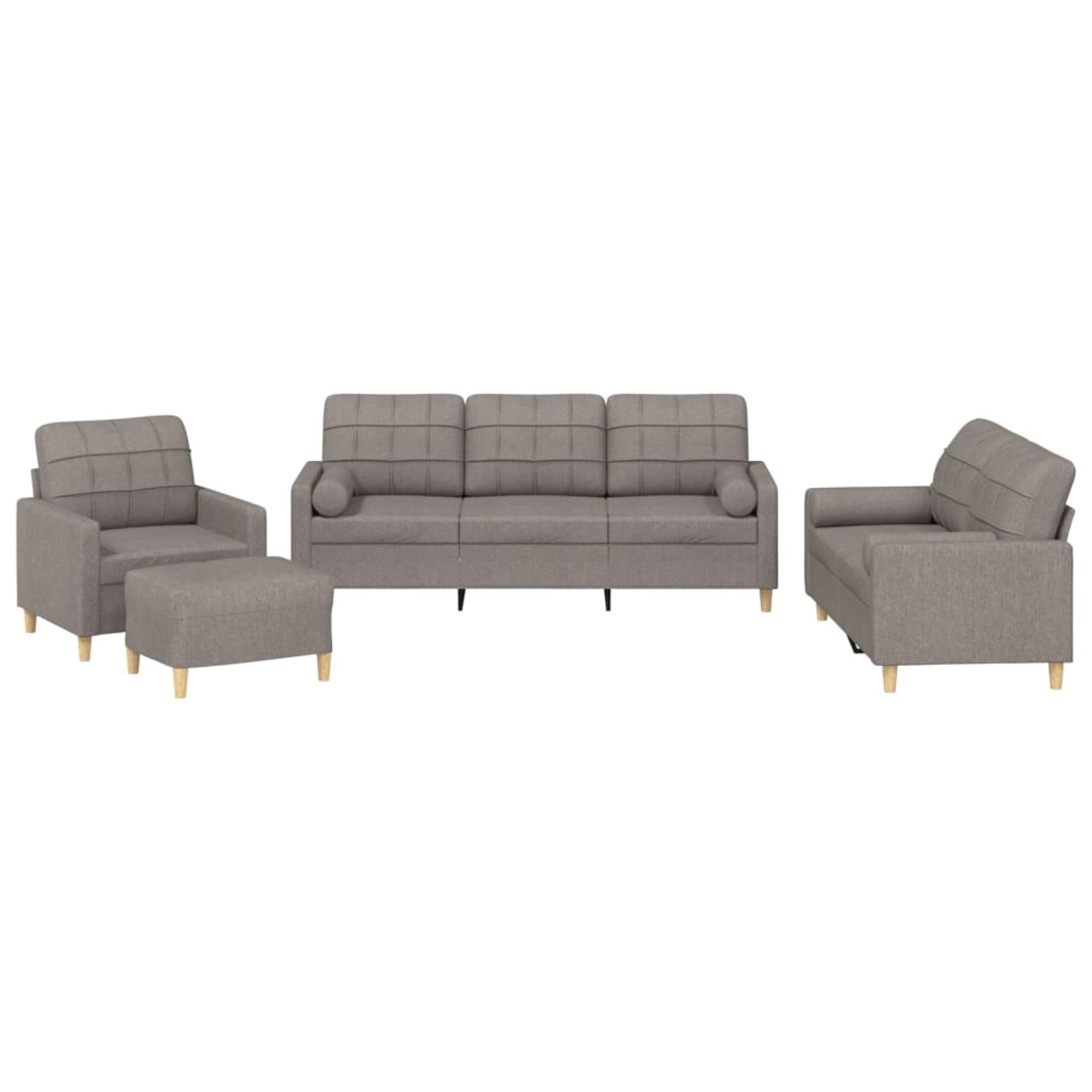 vidaXL 4-Tlg Sofagarnitur mit Kissen Taupe Stoff 3201273 günstig online kaufen