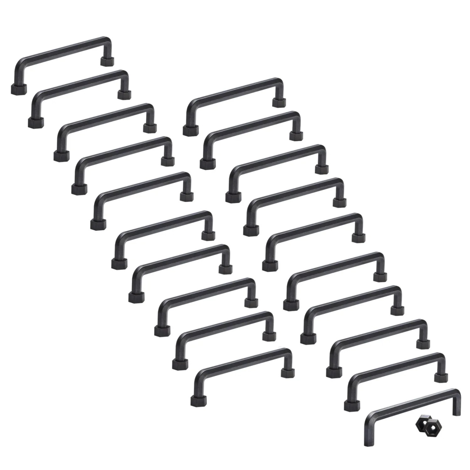 SOTECH 20 Stück Möbelgriff Bügelgriff SW119 BA 160 mm Used Look Schwarz mit Abnehmbaren Sockeln