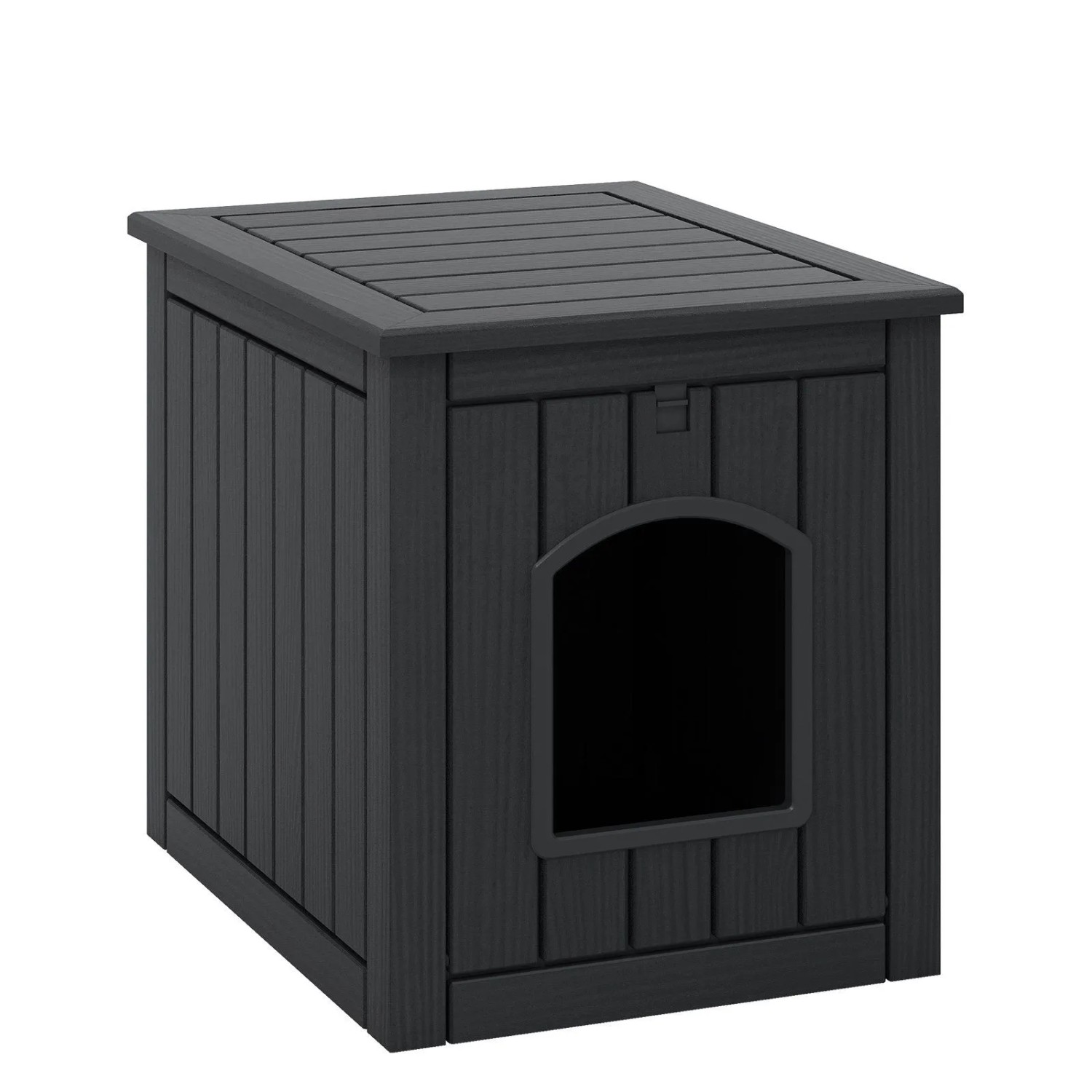 Costway Katzenklo Schrank mit Klapptür & Erhöhtem Boden Schwarz günstig online kaufen