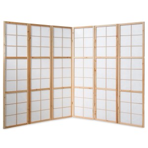 Homestyle4u 6-tlg. Paravent Shoji in Braun 264x175 cm 280
