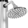 ML-Design Solardusche mit Regenduschkopf in Silber-Schwarz, Detailaufnahme.