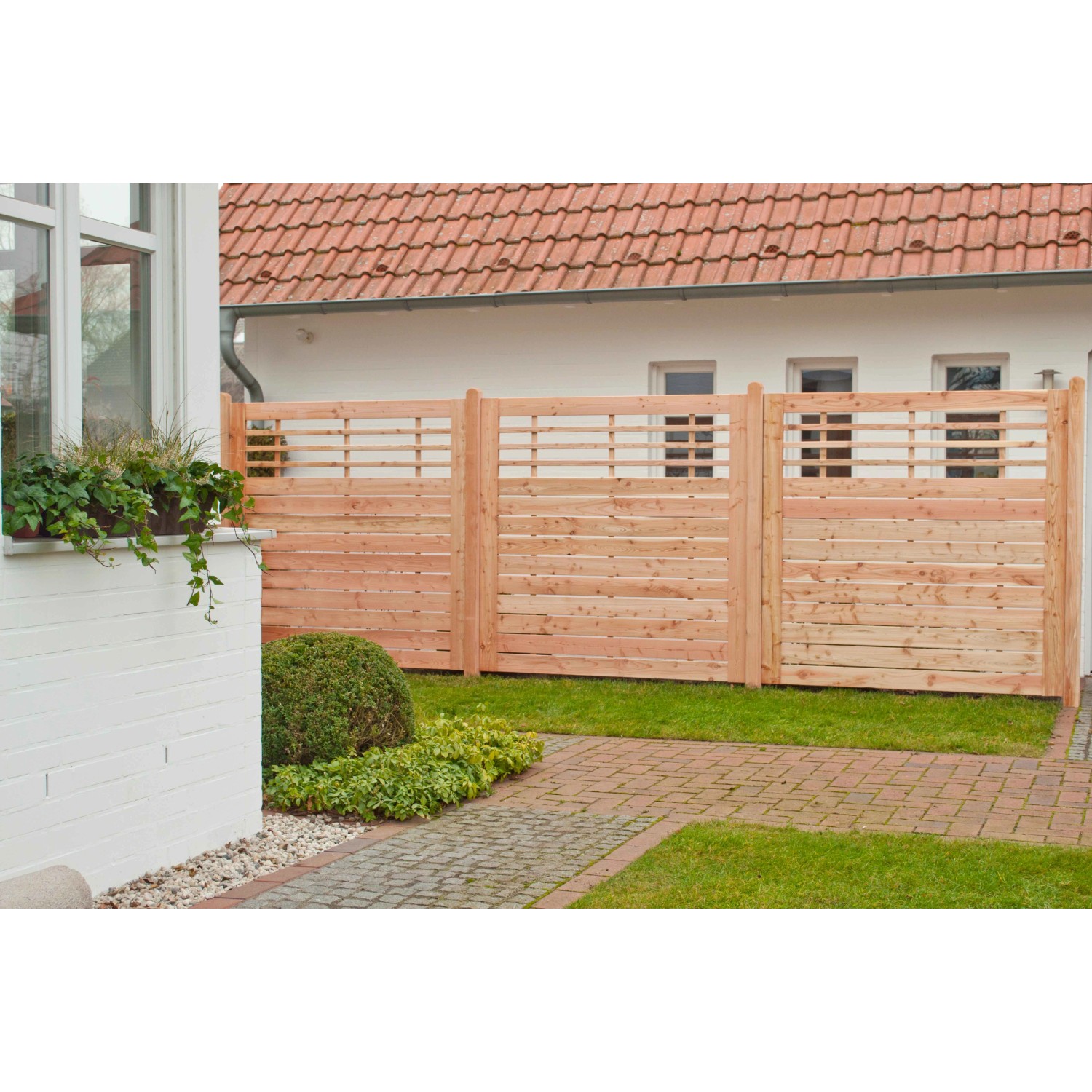 SichtschutzzaunElement Riva mit Gitter Douglasie 180 cm x 180 cm