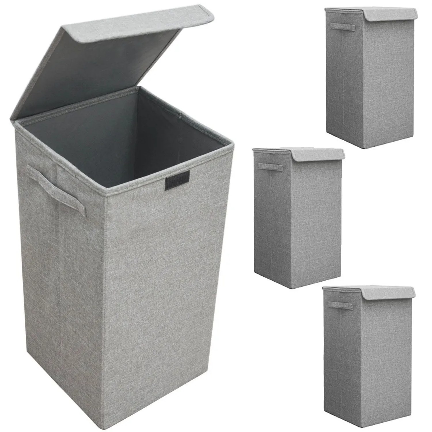 DuneDesign 3er Set Wäschekorb 50 Liter mit Deckel & XXL Wäschesammler