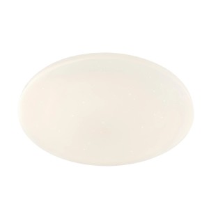 Weiße, runde LED-Deckenleuchte Sajama I von Globo, Ø 54 cm, mit Sparkle Dekor.