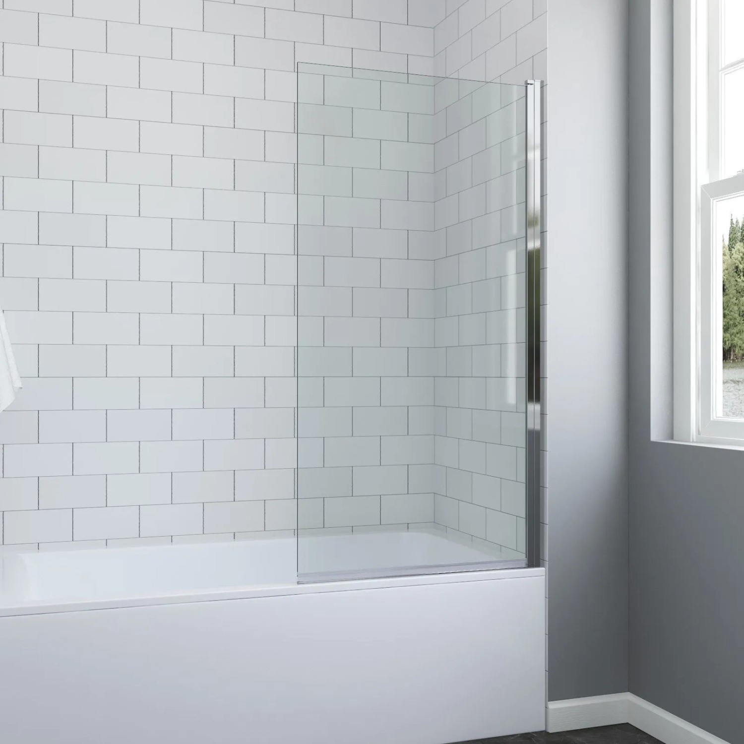Aquabatos 1-flügelig Badewannenfaltwand Badewannenaufsatz mit Hebe-Senkmechanismus 8mm Nano ESG Duschabtrennung für Badewanne Rechte Montage 80x140cm
