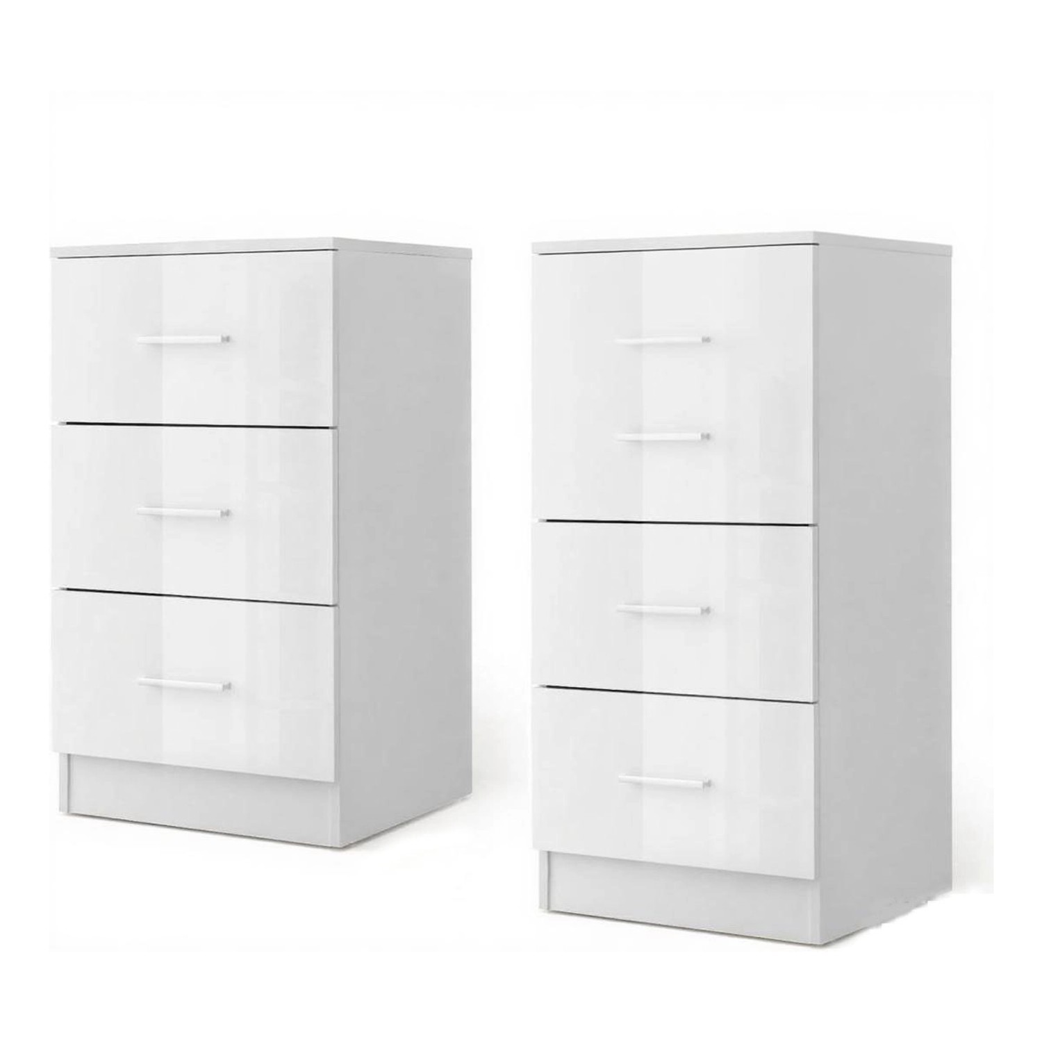 Costway 2er Set Nachttisch mit 3 Schubladen Weiß