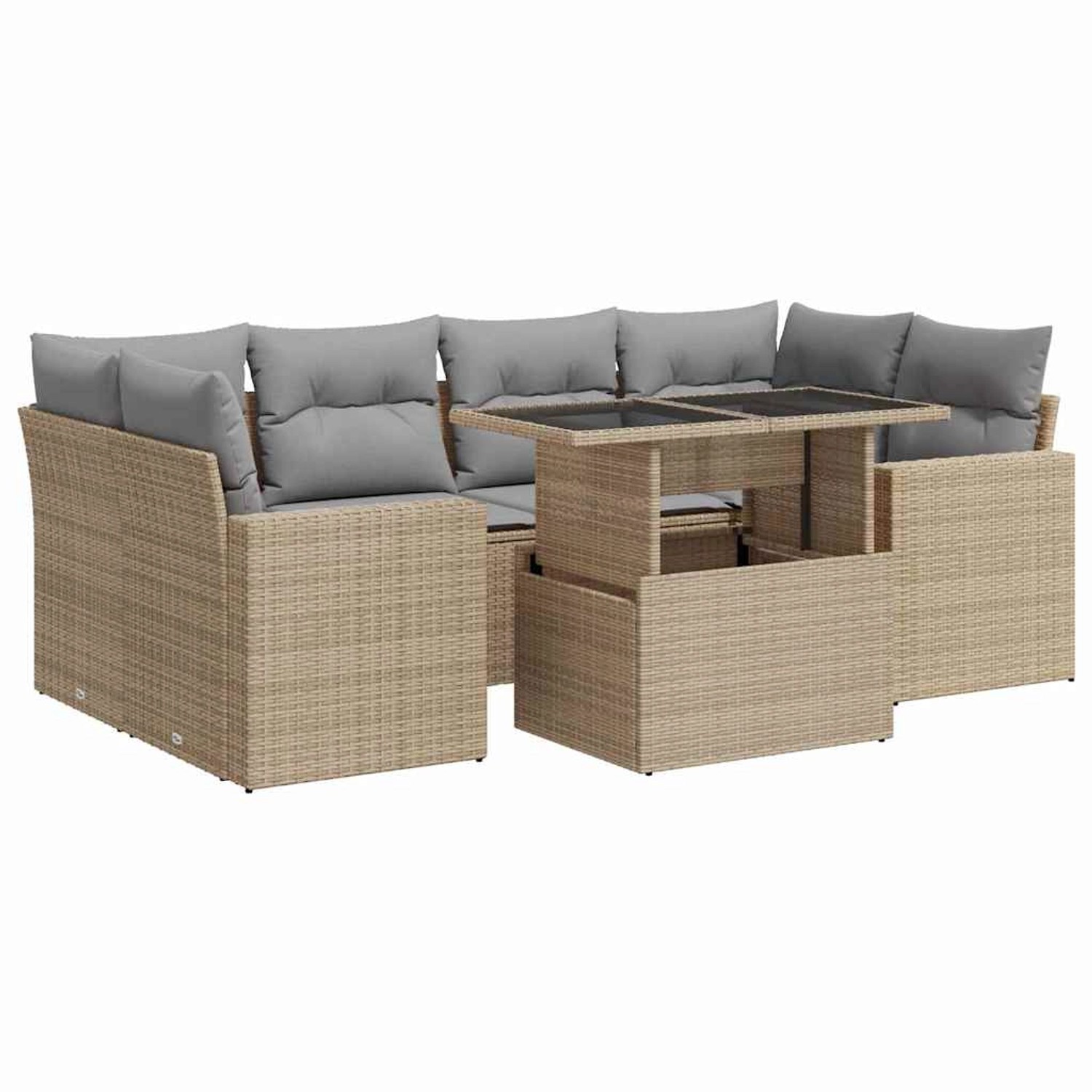 vidaXL 7-Tlg Garten-Sofagarnitur mit Kissen Beige Poly Rattan 3326270 günstig online kaufen