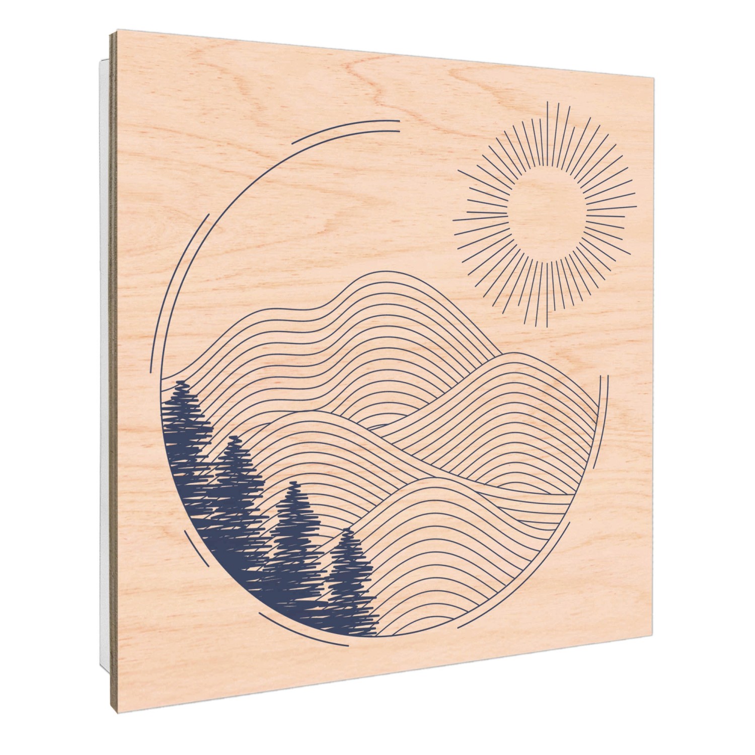 Banjado Schlüsselkasten mit abstrakter Landschaft auf Holzfront, 30x30cm, 50 Haken.