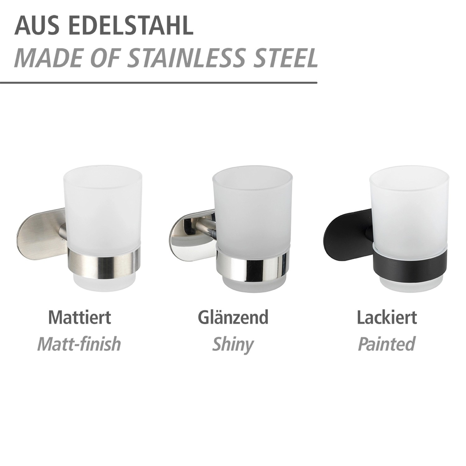 Wenko Zahnputzbecherhalter Uno Orea Matt, Edelstahl, verschiedene Ausführungen.