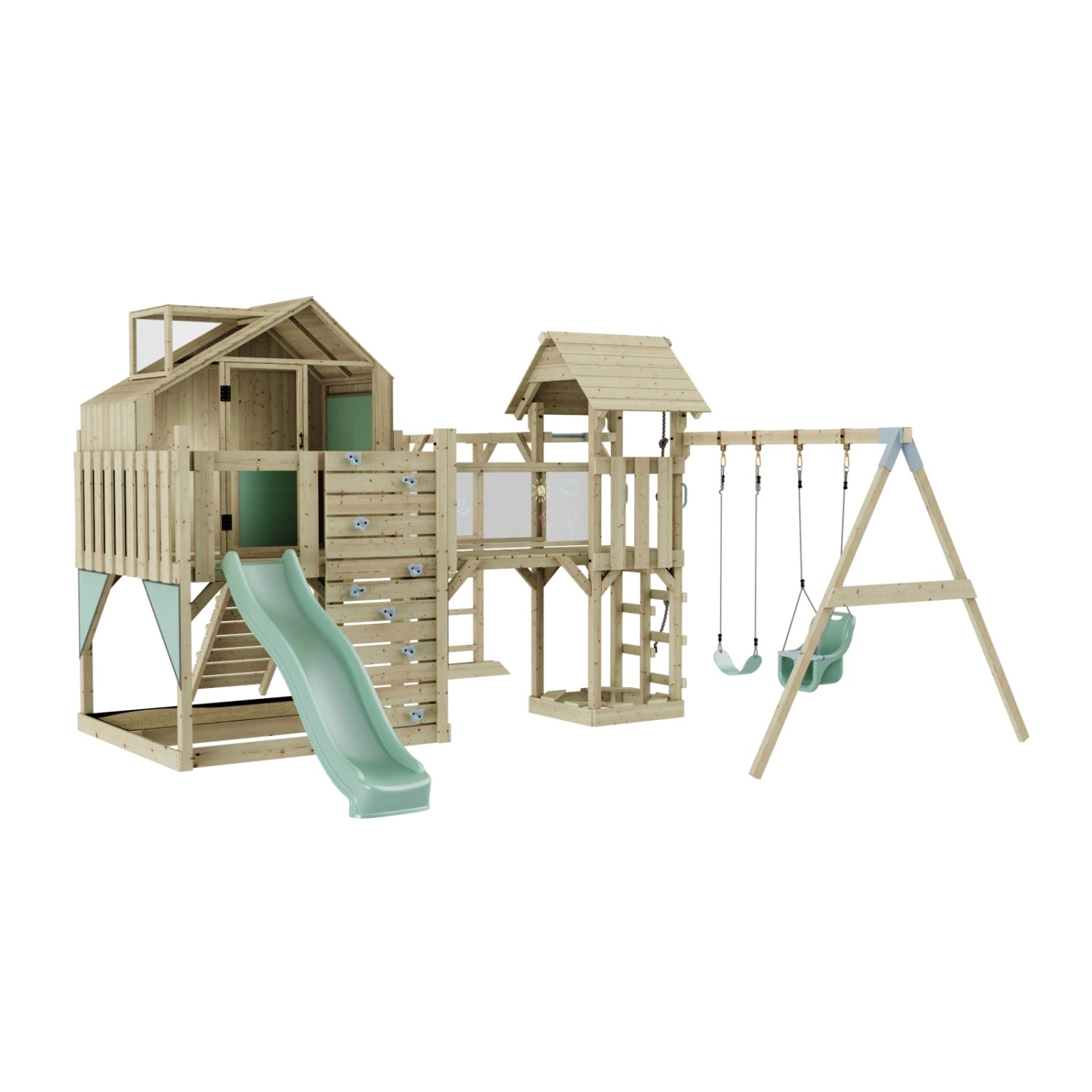 OutdoorToys Spielturm Knut mit Babyschaukel Mintgrün günstig online kaufen