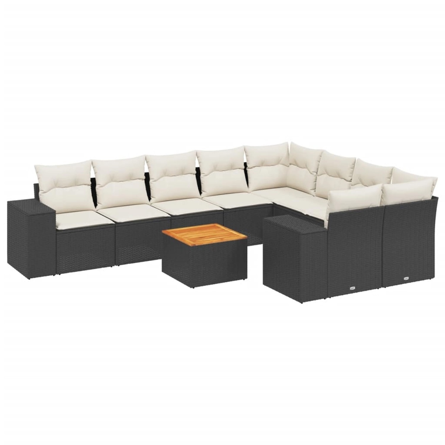 vidaXL 10-Tlg Garten-Sofagarnitur mit Kissen Schwarz Poly Rattan 3257932 günstig online kaufen