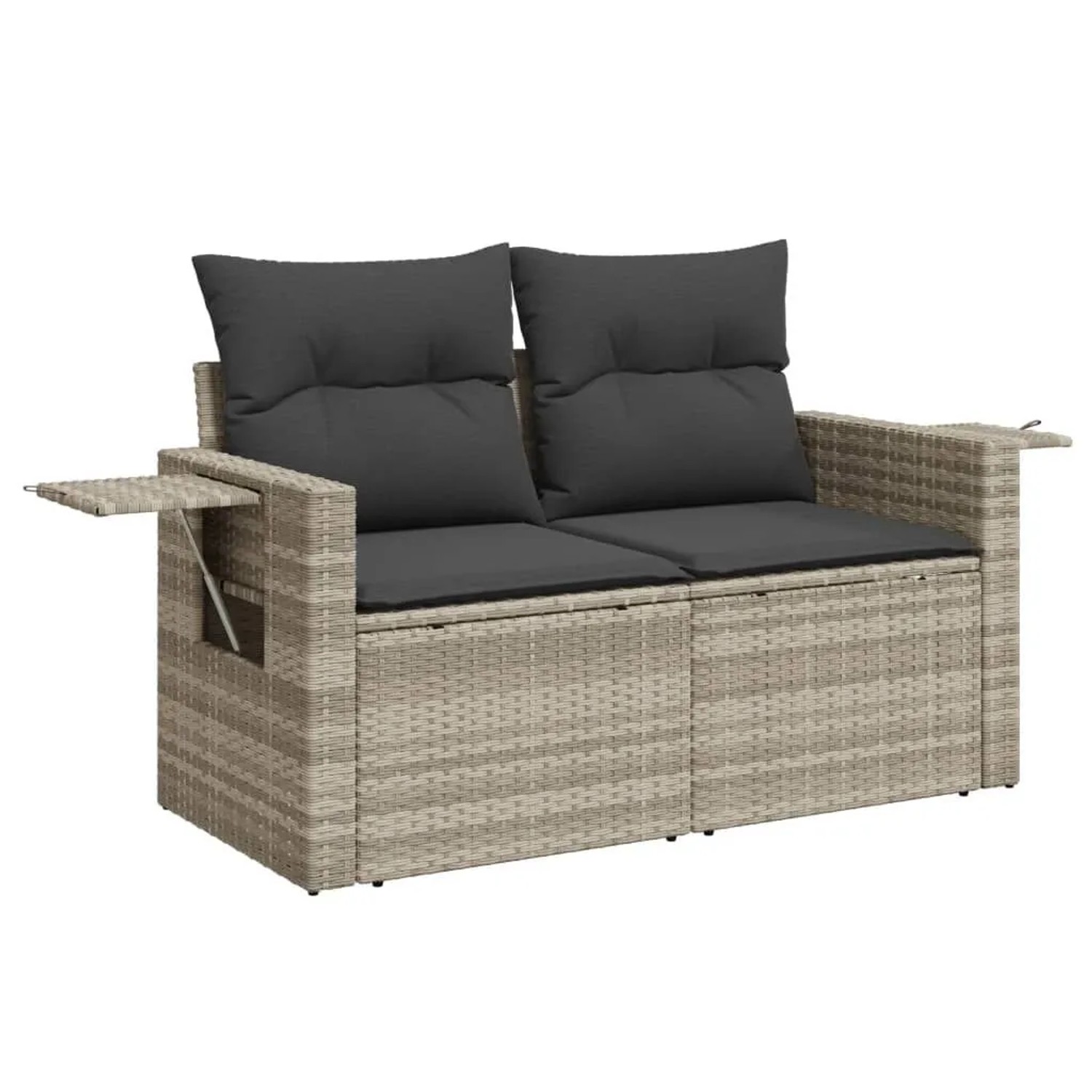 vidaXL Gartensofa mit Kissen 2-Sitzer Hellgrau Poly Rattan 366185