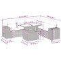 vidaXL 7-tlg. Garten-Sofagarnitur hellgrau Poly Rattan mit Maßen und Details.