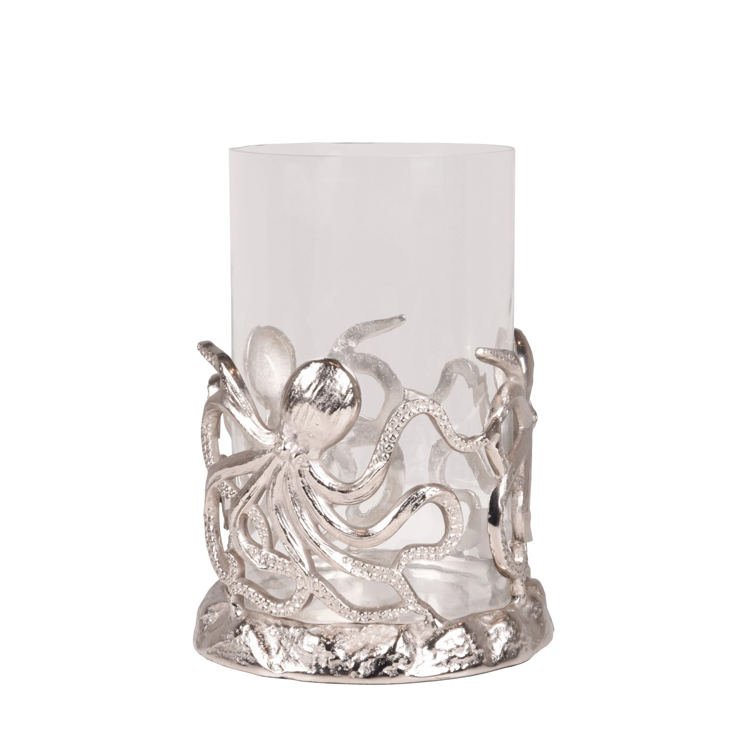 DELUKE Kerzenhalter PAUL Aluminium Silber 33,5x24,5x24,5cm Dekoration Wohnzimmer Büro