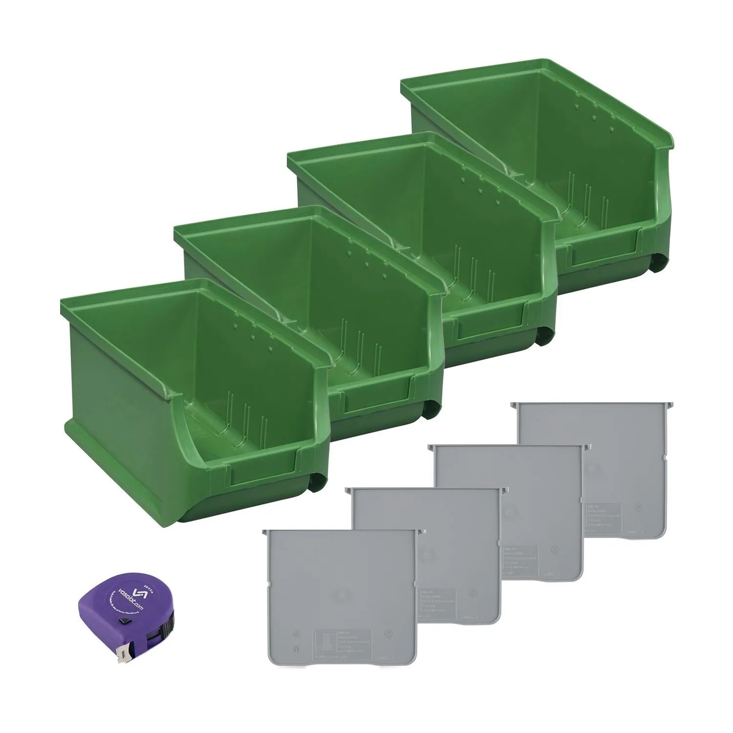 vasalat Set Stapelboxen Größe 3 235x150x125 mm Grün mit Trennsteg 4 Stück