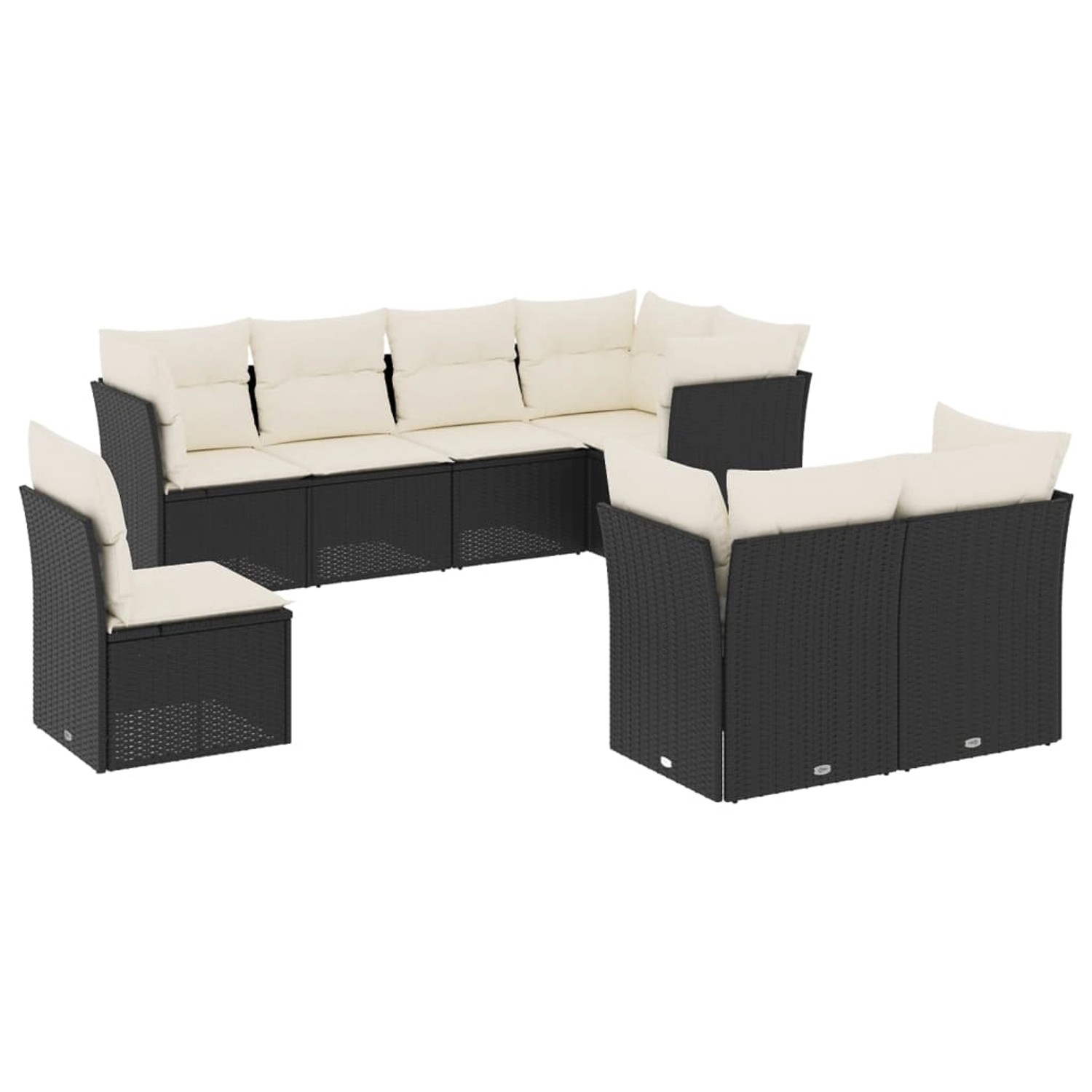 vidaXL 8-tlg Garten-Sofagarnitur mit Kissen Schwarz Poly Rattan Modell 54