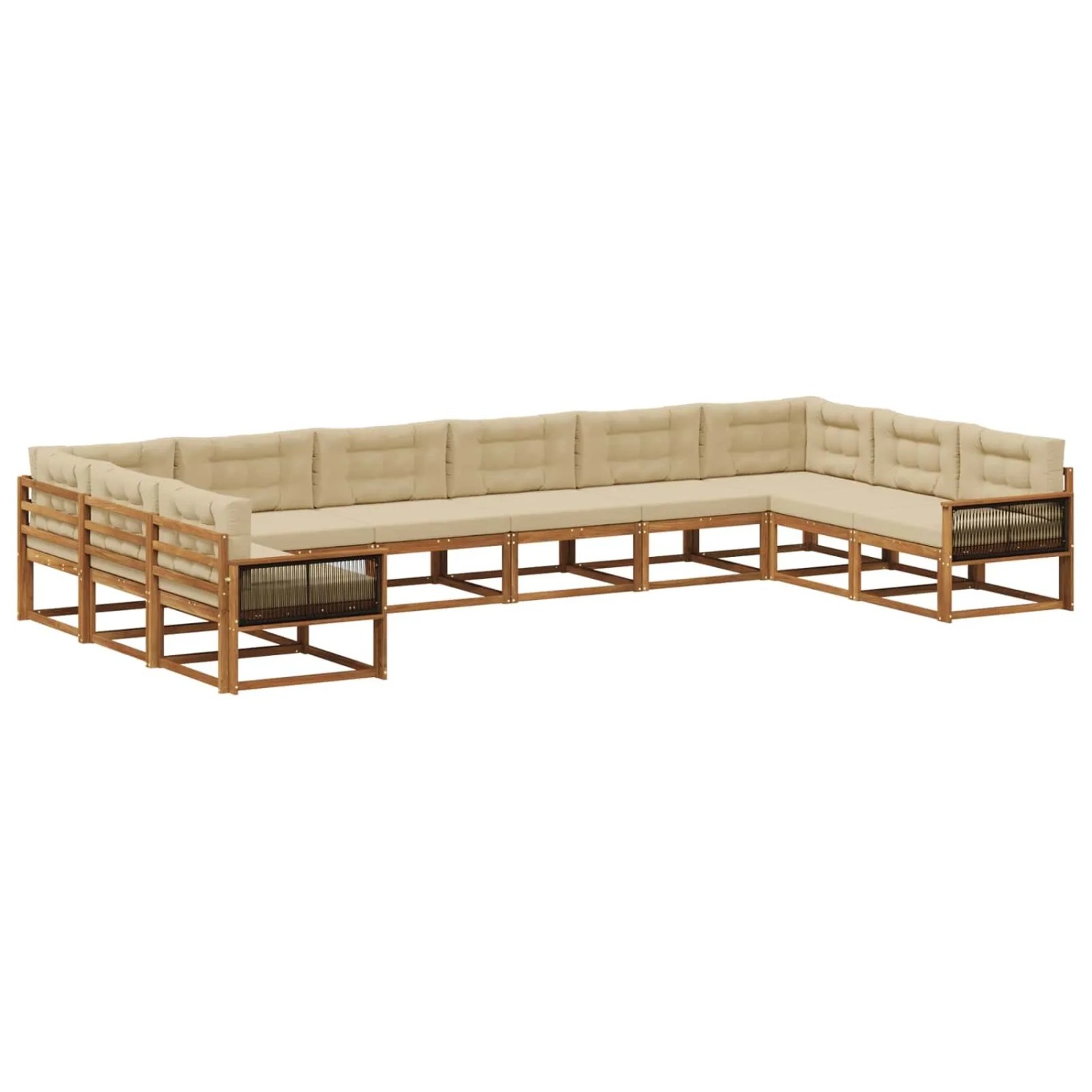 vidaXL Outdoor-Sofagarnitur mit Kissen 10 Stk Natur und Beige 3382926