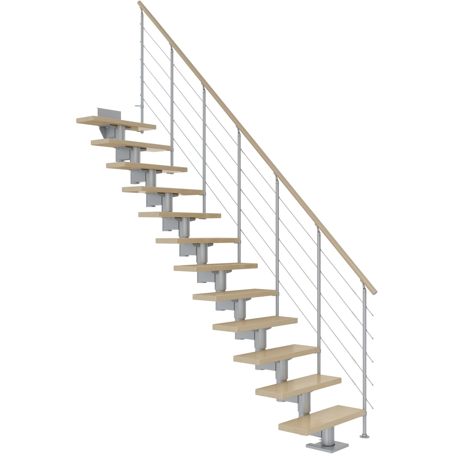 Dolle Mittelholmtreppe Cork Ahorn Perlgrau GH bis 292 cm Gerade 75 cm FSC günstig online kaufen