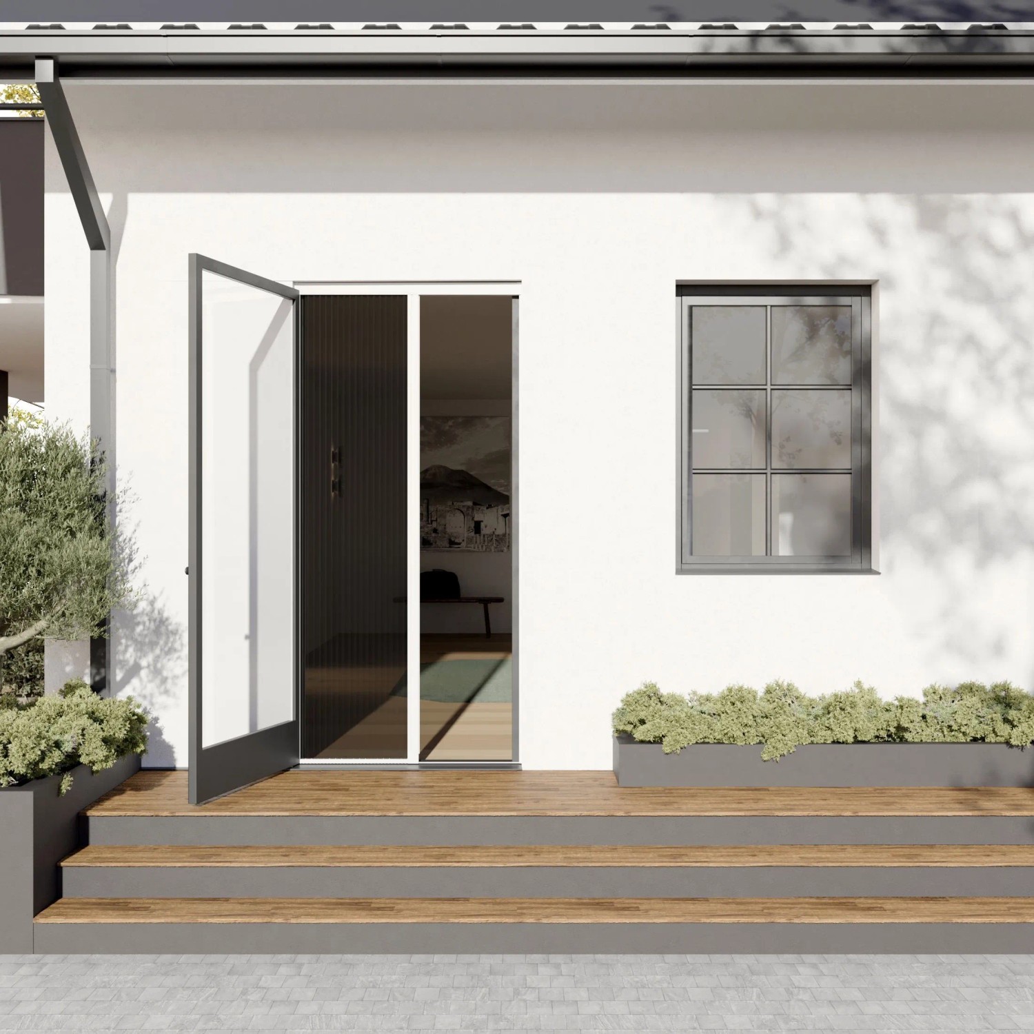 Weiße Insektenschutztür Plissee von Cocoon Home Concepts für Terrassentüren.