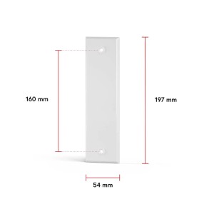 Weiße Metall Gurtwickler Abdeckplatte, 160mm Lochabstand, 197x54mm Maße. Für Rollladensteuerung.