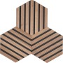 Denpanels Akustikpaneel Hexagon Walnuss, 3er Set. Dekor-Paneele mit Holzlamellen für Wandgestaltung.