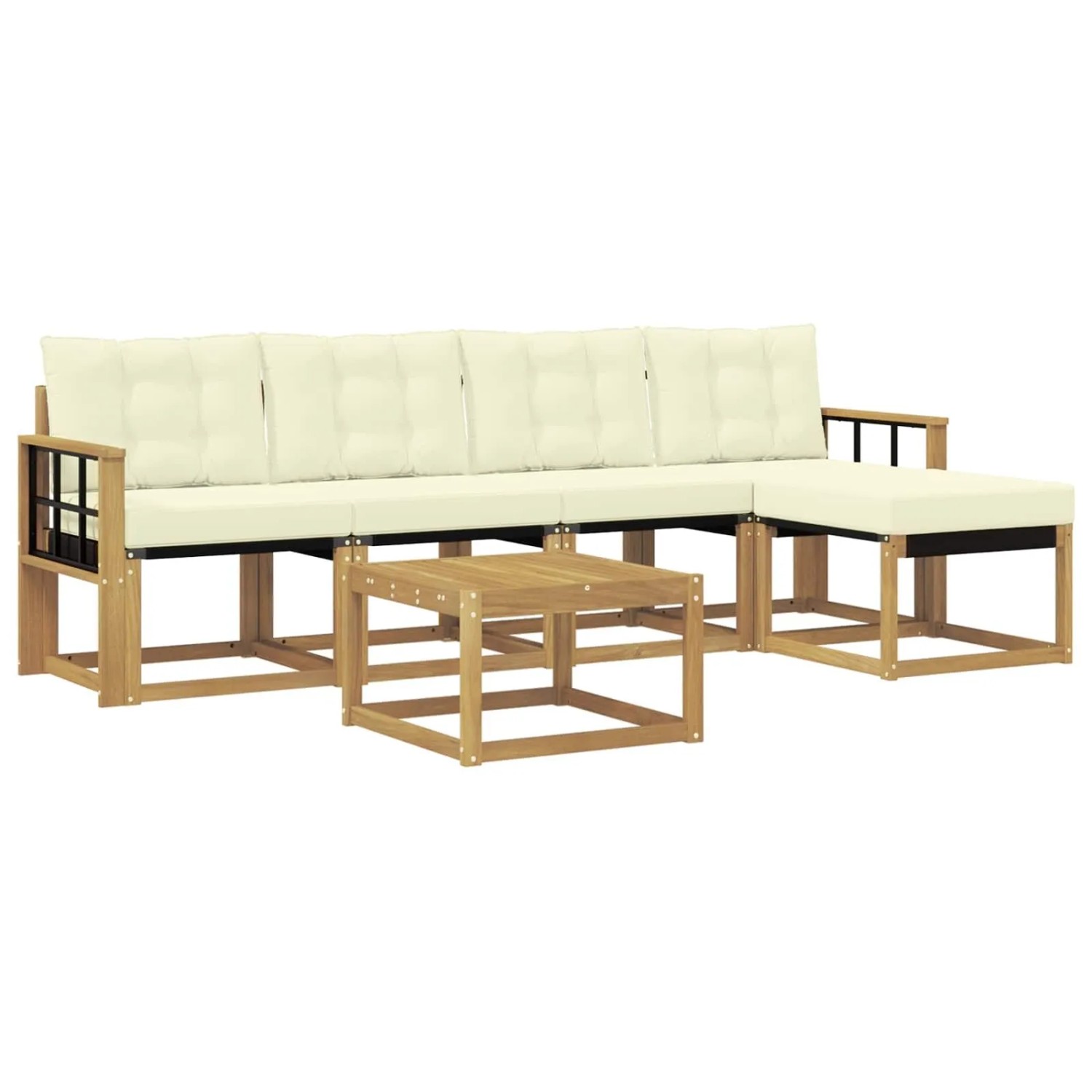 vidaXL Outdoor-Sofagarnitur mit Kissen 6-Tlg Weiß und Creme 3389408